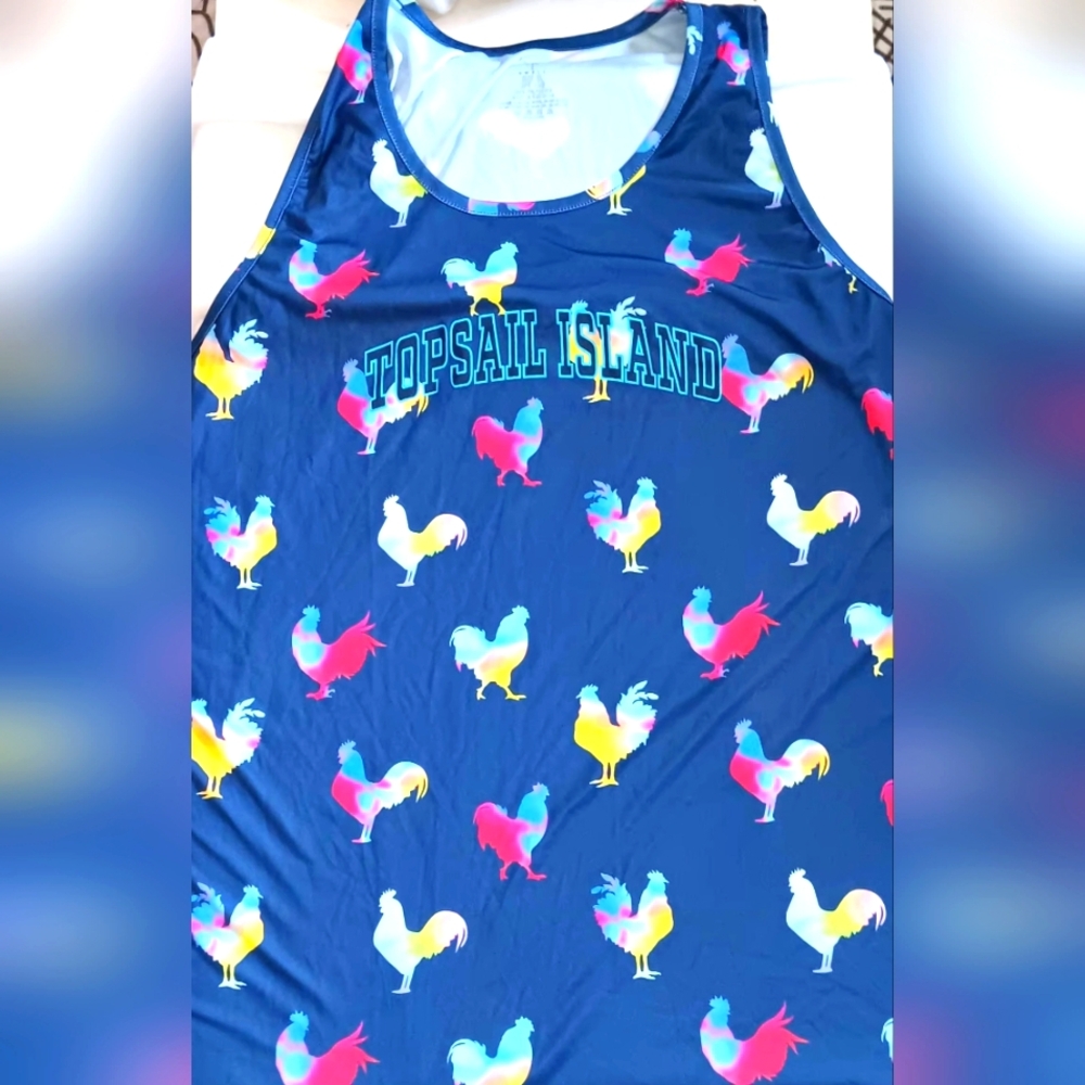 Colorful Rooster Print Tank Top Topsail Island